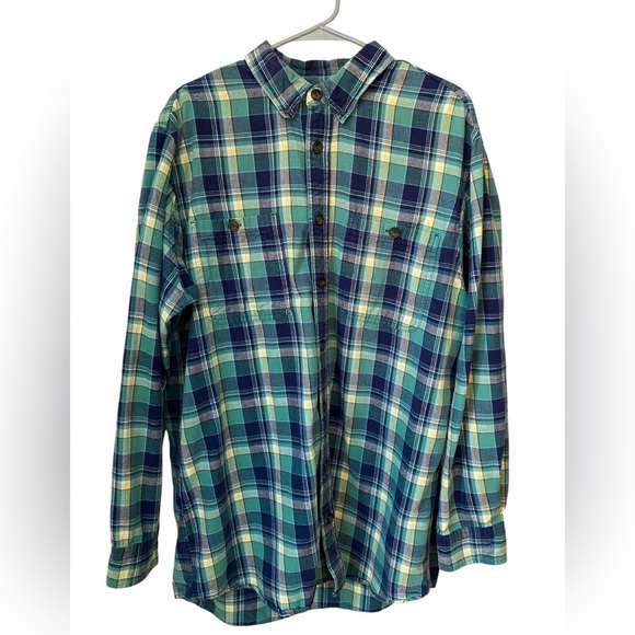 Duluth Trading Co Green Plaid Flannel Long Sleeve Shirt Size XL Tall Outdoors - Picture 1 of 8